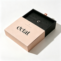 Boîte de rangement de luxe avec ruban de tirage, étui mat imprimé, plateau coulissant, boîte personnalisée avec logo, emballage cadeau pour bijoux