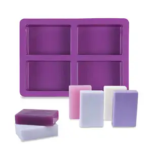 Wholesale Silicone Soap Mold DIY Tools Handmade Chocolate 4 Cavity Silicone Rectangle Brownie Baking Soap Bar Making Molds