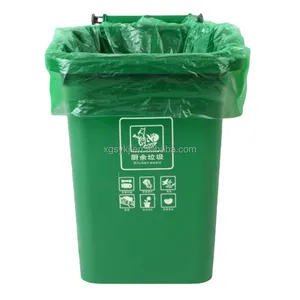 Sacco della spazzatura classificato colorato sacco della spazzatura di grandi dimensioni spedizione veloce in plastica bocca piatta di seta verde 60*80cm, spessore 3 sicurezza