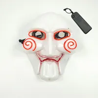 Masque LED Cercle Style Visage Halloween Horror Party Cosplay Ball Masquerade Effrayant Luminescent Décoration Masque Plastique