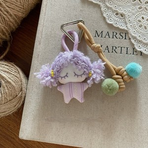 Porte-clés animal en peluche style Ins, mignon ours, lapin, chien, poupée pain, pendentif en corde nouée à la main avec pompon, breloque de sac polyvalente - Product Image 3
