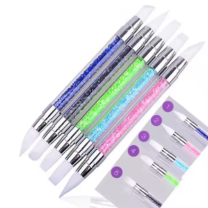 Proveedor al por mayor de doble cabezal 5 unids/set cepillo de uñas acrílico silicona cepillo de uñas herramienta de manicura pincel de pintura de uñas punteado pluma artística - Product Image 3