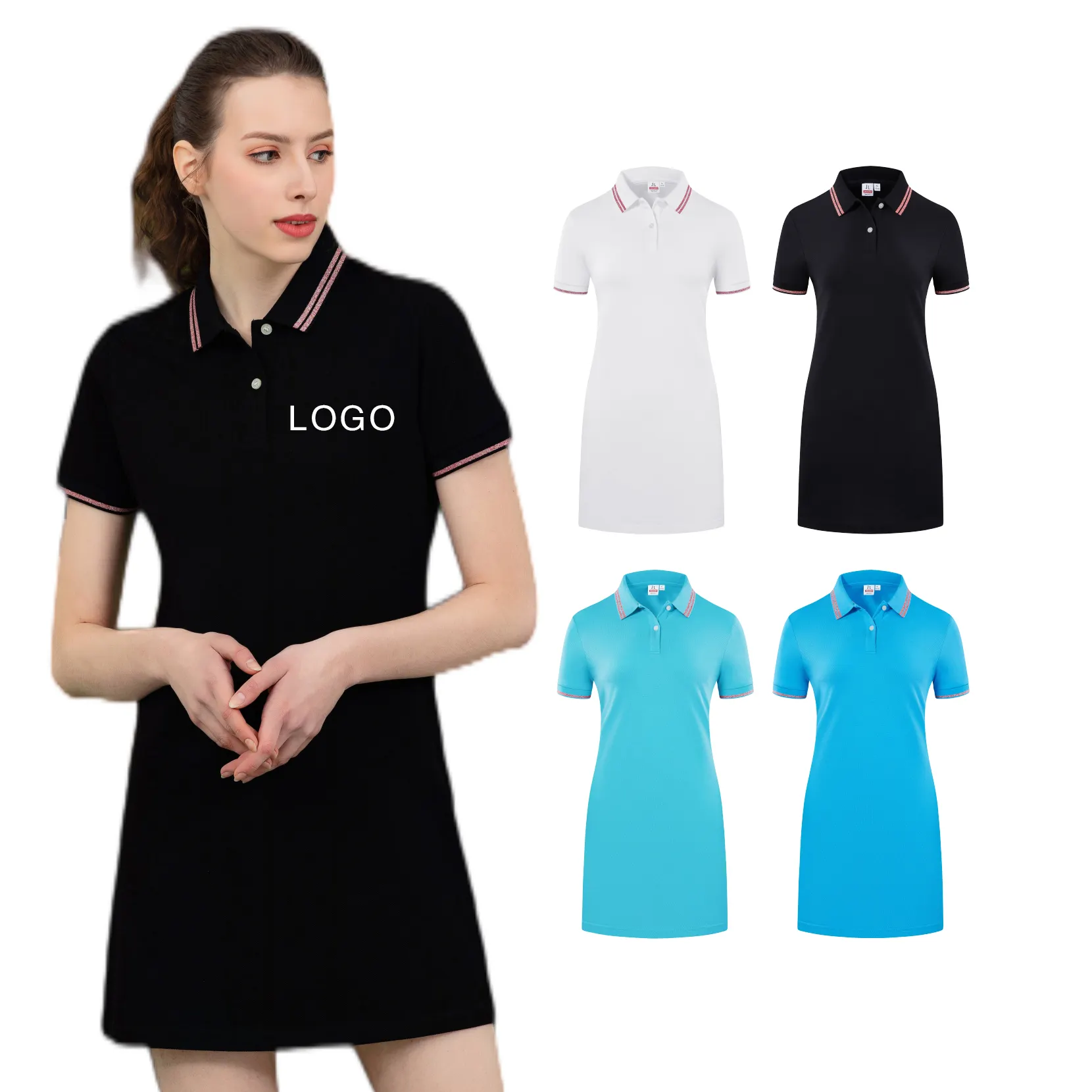 2022 new design custom branded logo printing summer golf polo shirts cotton ladies girls sport casual dresses women dress