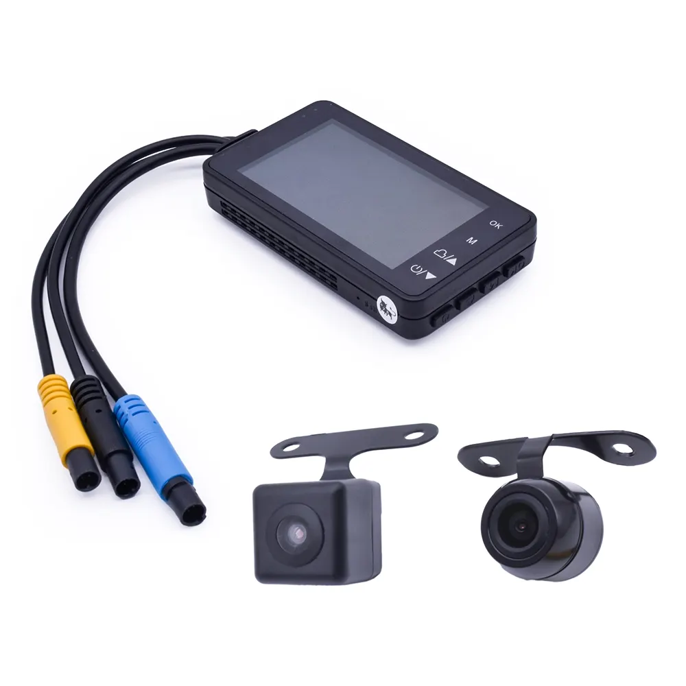 3 "HD Sepeda Motor Kamera Perekam Depan/Belakang Dual Kamera Dash Cam Sepeda Motor DVR dengan G-Sensor Perulangan Catatan Dukungan Tahan Air