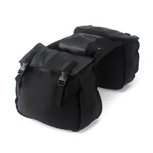 Black 35-40L Motorcycle Canvas+Leather Storage Bags Waterproof Panniers Box Side Tools Bag For Suzuki dr 650 Honda shadow 750