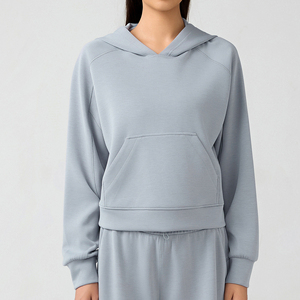 Blouses amples décontractées pour femmes, tuniques, sweat-shirts à capuche élastiques à manches longues avec poche - Product Image 2