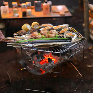 Soporte portátil de metal para fogatas, rejilla rectangular para fuego al aire libre, para pícnic, barbacoa, equipo de camping, diseño minimalista - Product Image 1