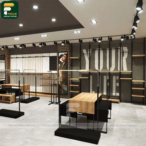 Meuble de présentation de vêtements de luxe, étagère murale, comptoir de caisse, éclairage, unité miroir - Product Image 3