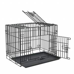 Cage à <span class=keywords><strong>chien</strong></span> pliable de luxe plateau en plastique de fil d'acier de fer respirant Style Simple carré motif Animal pour chats boîte de transport - Product Image 3