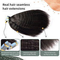Extensiones de Cabello Humano 100% Virgen Remy con Cinta Adhesiva Invisible, Cabello Lacio Rizado, 100g, Venta al por Mayor, para Mujeres Negras, YEUNG BEAUTY