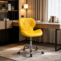 Chaise de bureau pivotante en cuir rose avec roulettes, style nordique, pour la maison et le maquillage