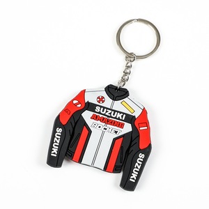 Porte-clés personnalisé en PVC de créateur, design 3D en forme de veste de <span class=keywords><strong>moto</strong></span>, double face - Product Image 3