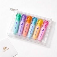 Ensemble de surligneurs Macaron 6 couleurs en forme de patte de chat, pointe biseautée fluorescente, sac en PVC pour journalisation, agenda, bureau, cadeau, marqueurs