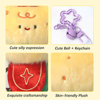 Porte-clés en peluche certifié ASTM EN71 CPC, 13,5 cm, chenille patchwork colorée, visage souriant, breloque souple pour sac, cadeau