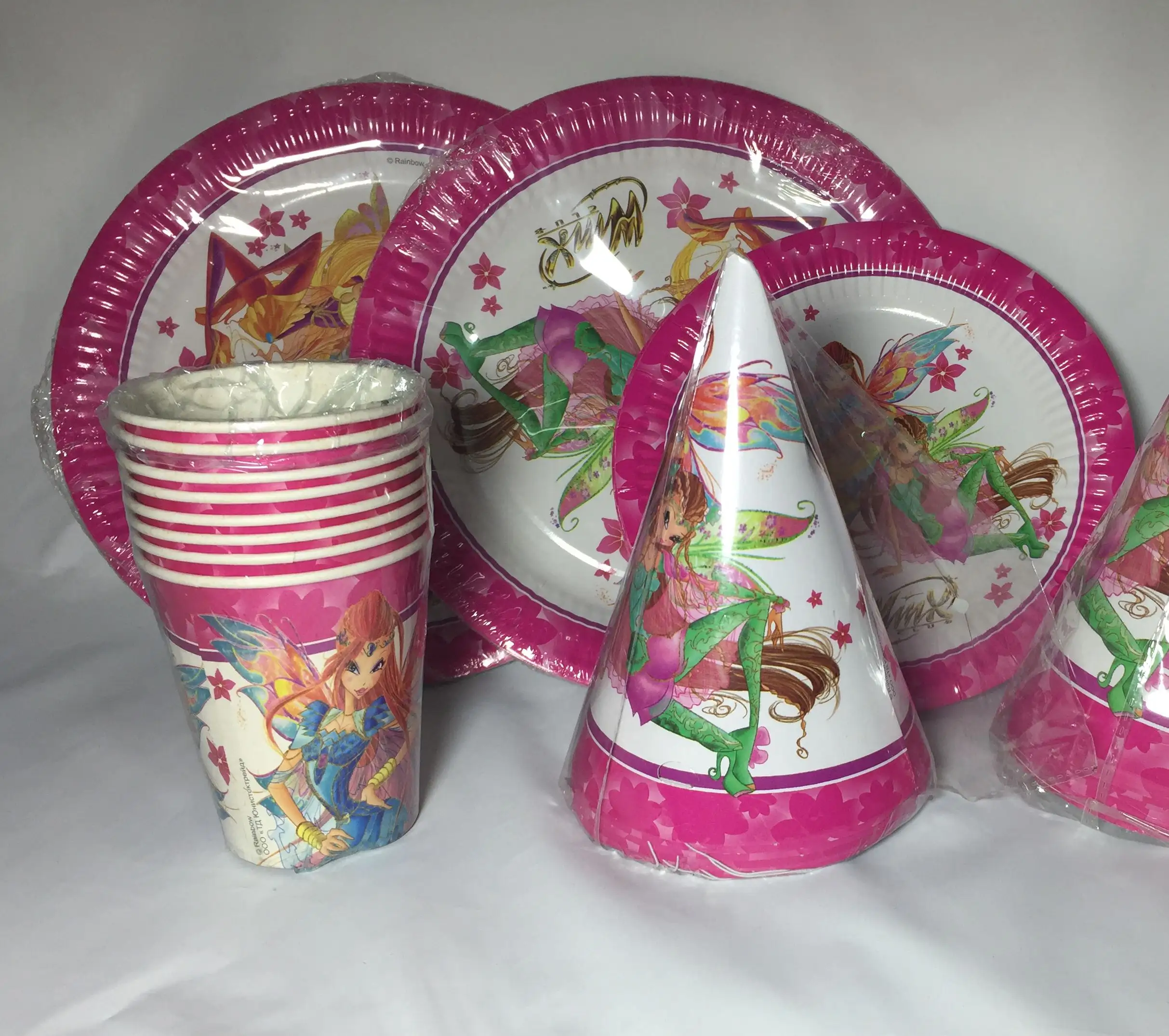 SP974 forniture per feste promozionali festa di compleanno decorazioni cappello di carta tazze piatti tovaglioli posate