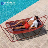 Chaise longue d'extérieur en osier moderne et durable, tissu imperméable, résistant aux intempéries, pour hôtel, cour, piscine