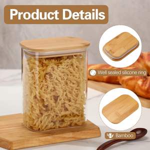 Contenedores de Alimentos para Cocina al por Mayor, Recipientes Redondos Transparentes con Tapa de Bambú para Despensa - Product Image 3