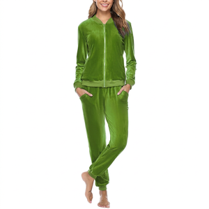 Pantalon décontracté léger à jambes larges et veste sweat-shirt à demi-zip à manches longues pour l'automne et l'hiver - Product Image 1