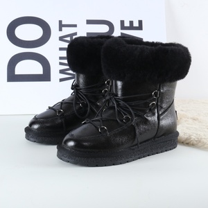 Bottes d'hiver chaudes et confortables <span class=keywords><strong>pour</strong></span> femmes, en cuir véritable, imperméables, antidérapantes, chaussures de neige, détails scintillants, doublure en fausse fourrure, respirantes - Product Image 5