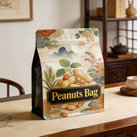 Sachet d'emballage pour noix à fond plat avec design personnalisé, refermable, pochette verticale pour aliments, noix, emballage de noix de cajou