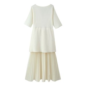 MYST&ZA Abbigliamento Donna Estate 2026 Nuovo <span class=keywords><strong>Abito</strong></span> <span class=keywords><strong>in</strong></span> <span class=keywords><strong>Maglia</strong></span> <span class=keywords><strong>Plissettato</strong></span> Elegante e Semplice - Product Image 6