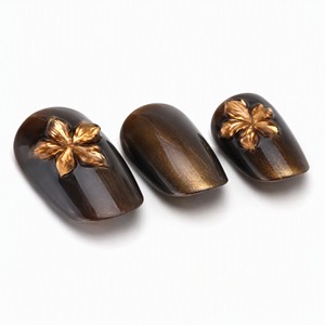 Uñas Postizas de Lujo con Diseño de Ojo de Gato, Acrílicas, con Flores en Relieve, Cobertura Total, con Pegamento para Uso Diario - Product Image 3