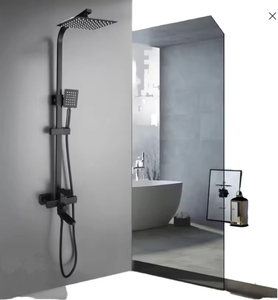 Ensemble de douche mural de luxe gris pour villa, grand rangement, jet de pluie pressurisé, massage, acier inoxydable, appartement haut de gamme - Product Image 1