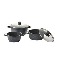 7pcs Set Peralatan Masak Lapisan Granit Anti Lengket Set Masak Dapur Batu Dengan Wajan