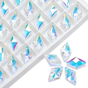 Zhubi 15x23mm Rhombus Diamond Shape Glass Beads Fashion Jewelry Square Crystal Beads For DIY Making Earrings Pendant Necklaces