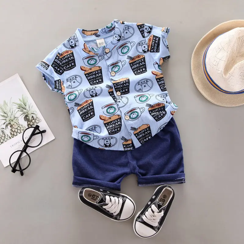Conjuntos de ropa para bebé, camiseta de manga corta, Tops, conjuntos de 2 piezas de verano