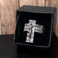 Cincin salib kotak-kotak Yesus desain religius untuk pria