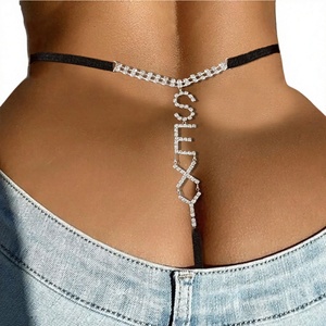 Chaîne de corps en strass et cristal tendance, bijoux sexy pour femmes, cadeau pour mariage, fiançailles, anniversaire, fête, en alliage de zinc plaqué argent - Product Image 3