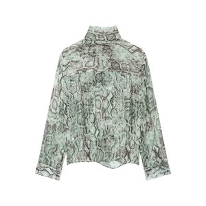 เสื้อเชิ้ตแขนยาวลายสัตว์พิมพ์ลายเสือดาวประดับโบว์สำหรับผู้หญิง คอลเลคชั่นฤดูใบไม้ร่วงปี 2026 พร้อมเชือกผูกคอ สไตล์วินเทจ รับผลิตแบบ OEM/ODM - Product Image 2