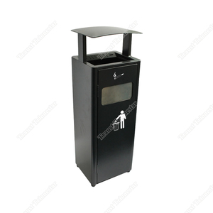 Trash Bin Traust Outdoor Public Cleaning Equipment Black Big Street Parks Commercial Metal Ashtray Garbage Trash Litter Recycle Bin