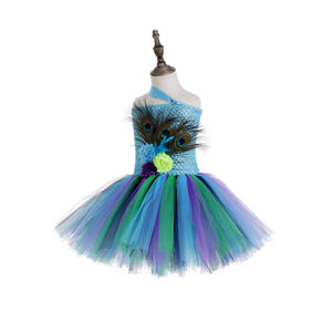 Recién llegado, falda de tutú esponjosa de pavo real para niñas y niños <span class=keywords><strong>con</strong></span> tocado, disfraz de <span class=keywords><strong>Carnaval</strong></span> - Product Image 5