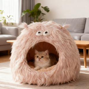 <span class=keywords><strong>Lit</strong></span> pour chat en peluche en forme <span class=keywords><strong>de</strong></span> monstre personnalisé en usine, nid pour animaux <span class=keywords><strong>de</strong></span> compagnie semi-fermé, mignon et chaud, antidérapant, pour petits chiens et chats - Product Image 2
