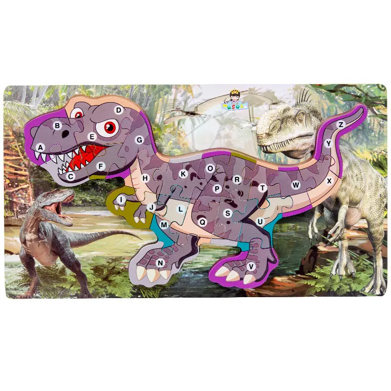 Dinosaur Wooden Puzzle for Toddler Kids , Educational Toys for Preschool Kindergarten Boys and girls
