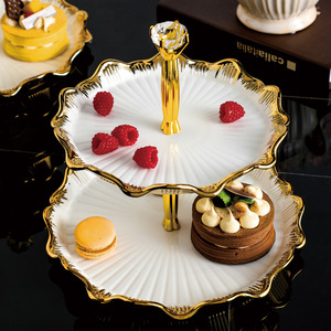 Cross-border fruit platter, home living room <b>coffee</b> <b>table</b> snack candy cake display plate, multi-tiered dessert stand, ceramic - Product Image 2