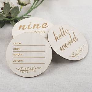Stock eco-friendly in legno per bambini oggetti di scena commemorativi in legno carta pietra miliare inciso al Laser trucioli <span class=keywords><strong>regalo</strong></span> modello di stile - Product Image 3