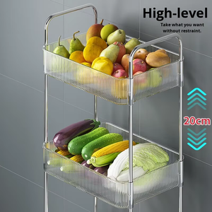 3/4-Tier Rollende Utility Cart Met Handvat Multifunctionele Opslag <span class=keywords><strong>Trolley</strong></span> Voor Woonkamer Beweegbare Opslag Organizer Met Wielen - Product Image 4