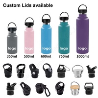 Bouteille d'eau isotherme en acier inoxydable TY 12-25oz, écologique, sans BPA, avec logo personnalisé, couvercles remplaçables, gourde portable