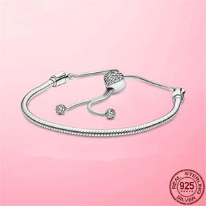 Pulsera de Plata de Ley 925 Panjia con Forma de Corazón, Nudo Infinito, Crisantemo, Serpiente y Escorpión, Joyería de Alta Gama para Mujer, DIY - Product Image 6