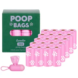Custom Logo Printed Eco Friendly Disposable Biodegradable Doggie Poop Waste Bags For Dogs With Holder