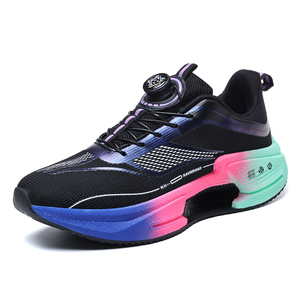 Chaussures de course performantes pour hommes à semelle épaisse respirante en maille avec plaque en fibre de carbone et système de laçage rapide sans nœuds, dégradé de couleurs - Product Image 2