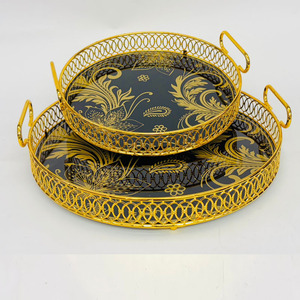 Nordic Luxury Gold Candle Tray Decorative Metal Frame Glass Tray Perfume Jewelry Display Tray with Handles - Product Image 4