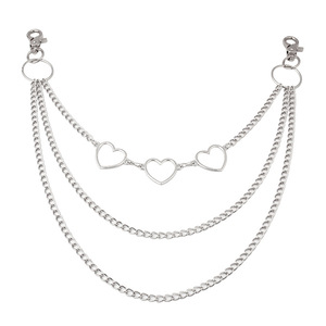 โซ่คาดเอวรูปหัวใจหลายชั้น โลหะผสมสังกะสี สไตล์ฮิปฮอป สำหรับสวมใส่ทุกวัน สำหรับทุกเพศ - Product Image 5