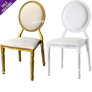 Sinoperfect Stock Stacking Metal Round Back Wedding Furniture Wholesale Fabric Banquet Hall <b>Dining</b> <b>Chairs</b> for Party Events - Product Image 5