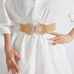 Ceintures de créateur bohèmes à taille élastique <span class=keywords><strong>pour</strong></span> femmes, en PP tressé large, style corset, accessoire de <span class=keywords><strong>robe</strong></span> de luxe - Product Image 5