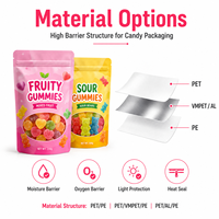 Pochette refermable mate anti-humidité avec logo personnalisé, en aluminium alimentaire + PET/PE, pour bonbons, gommes et confiseries