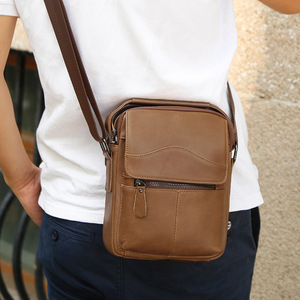 Joyir Men's Genuine Leather Crossbody <b>Bag</b> Large Capacity Retro Style Everyday Use - Product Image 2